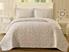 Nautical Twin Quilt and 1 Sham Set Light Comforter Reversible Rope Knot Beach