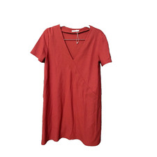Zara Collection Shift Dress Size Medium Red Orange Short Sleeve Shift Short