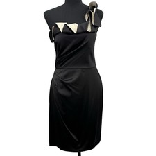 Max & Cleo 6 Ruched Pleated Ruffle One Shoulder Cocktail Dress Glam Formal Y2K