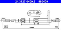ATE 24.3727-0409.2 Seilzug, Feststellbremse Hinten FÜR MERCEDES-BENZ