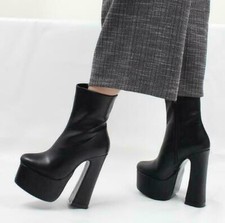 Women Punk Round Toe Side Zip Ankle Boots High Heels Platform Cosplay Shoes 2025