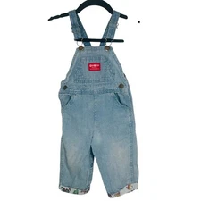 Vintage OshKosh B'gosh VESTPAK Denim Overalls Tractor Images Size 24 Months USA