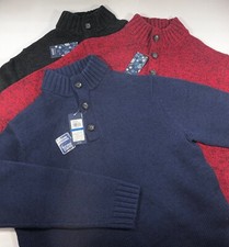 IZOD CLASSIC-FIT MARLED KNIT BUTTON-NECK SWEATER THREE COLORS TO CHOOSE FROM 