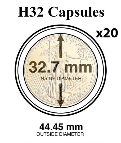 20 H32 AirTite Coin Capsule Fit 1 Oz Gold Eagle / Buffalo / Krugerrand 32.7mm