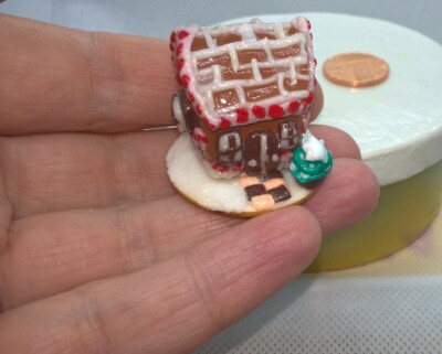Puppenstube Essen Miniatur Weihnachten Lebkuchenhaus Maßstab 1/12 OOAK Handarbeit