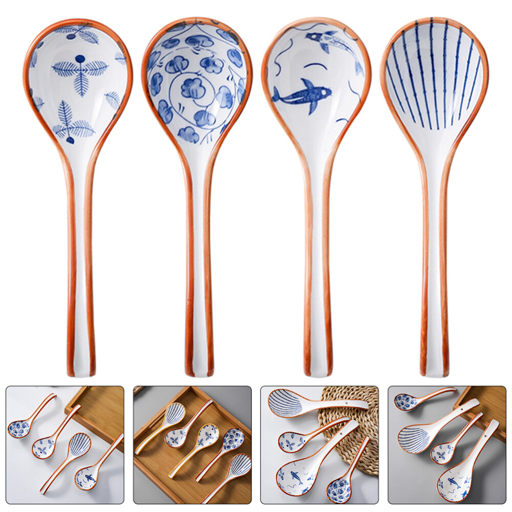 16 Pcs Ceramic Soup Spoon Japanese Serving Big Spoons Asian Bulk eBay