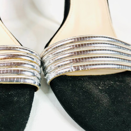 Catherine Malandrino Black & Silver Strappy Stiletto Heels Size 8 (US10) - Picture 7 of 13