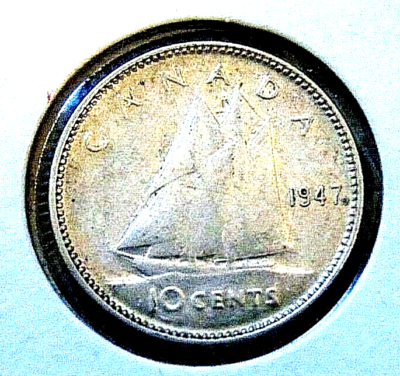 CANADA 1947 MAPLE LEAF ML ten 10 cents silver dime coin VF+ | eBay