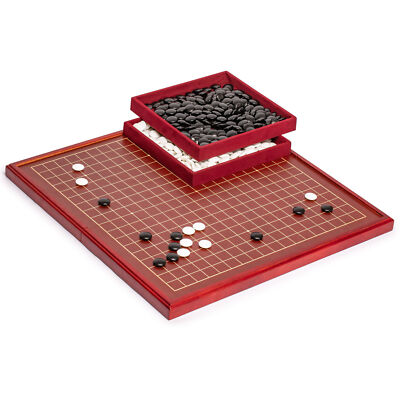 Cherry Wood Pattern 0.8'' Folding Go Game Set Board w/ Double Convex Stones