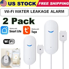 2X Tuya Smart WiFi Water Leak Sensor Flood Leakage Level Alarm Overflow Detector