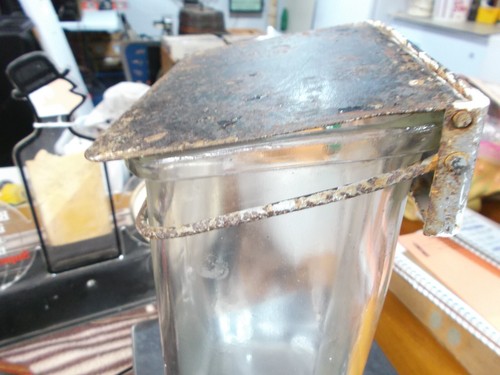 ANTIQUE GLASS VISIBLE MAILBOX EMBOSSED METAL LID HOLTON EARLY 1900s Chicago - Picture 3 of 7