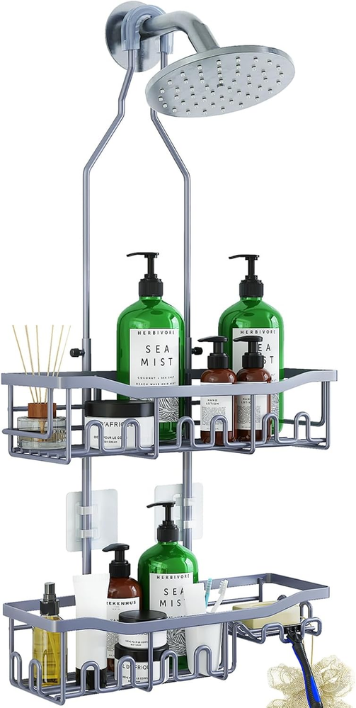Shower Caddy, Upgraded Extended Length Shower Caddy over Showerhead No Blocking