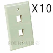 10 Pack Lot Keystone 2 Hole Port Jack Network Wall Face Plate CAT5e CAT6 Almond