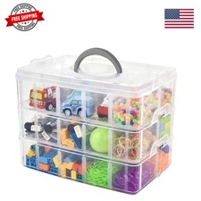 3-Tier Stackable Storage Container Box, 30 Compartments - Upgraded Large Clea...
