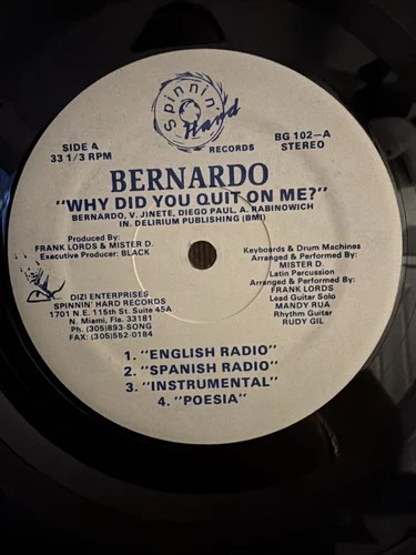 Bernardo - Why Did You Quit On Me? Me Abandonaste BG 102 - product listing photo