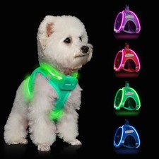 LED Light Up Dog Harness - Rechargeable  Adjustable for Small, Medium, Large Do