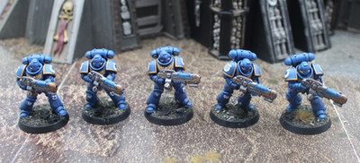 Ultramarines 5x Hellblasters, Artist Painted, ID#5503