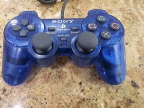 Sony PlayStation 2 PS2 Ocean Blue Clear Controller DualShock OEM SCPH-10010 Read