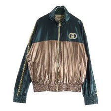 GUCCI Bi-color Logo Jacket Side Sequin Green brown 692308 Used b6b41da4bd137942e