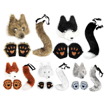 #ad Wolf Cosplay Set Faux Wolf Dress Up Accessories Women Cosplay Animal $32.68