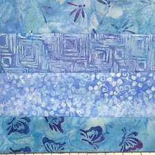 Lot of 4 1 Yard Cuts 100 Cotton Quilting Batik Fabric Blue Purple 483A