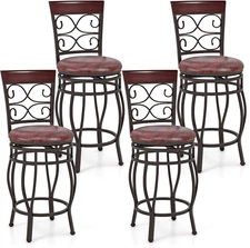 Bar Stools Set of 4, 25.5 Inch Counter Height Swivel Bar Stool, with Backrest & 