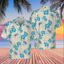 Mosquito Bug Floral Hibiscus Cryptid Aloha Vacation Summer Hawaiian Shirt