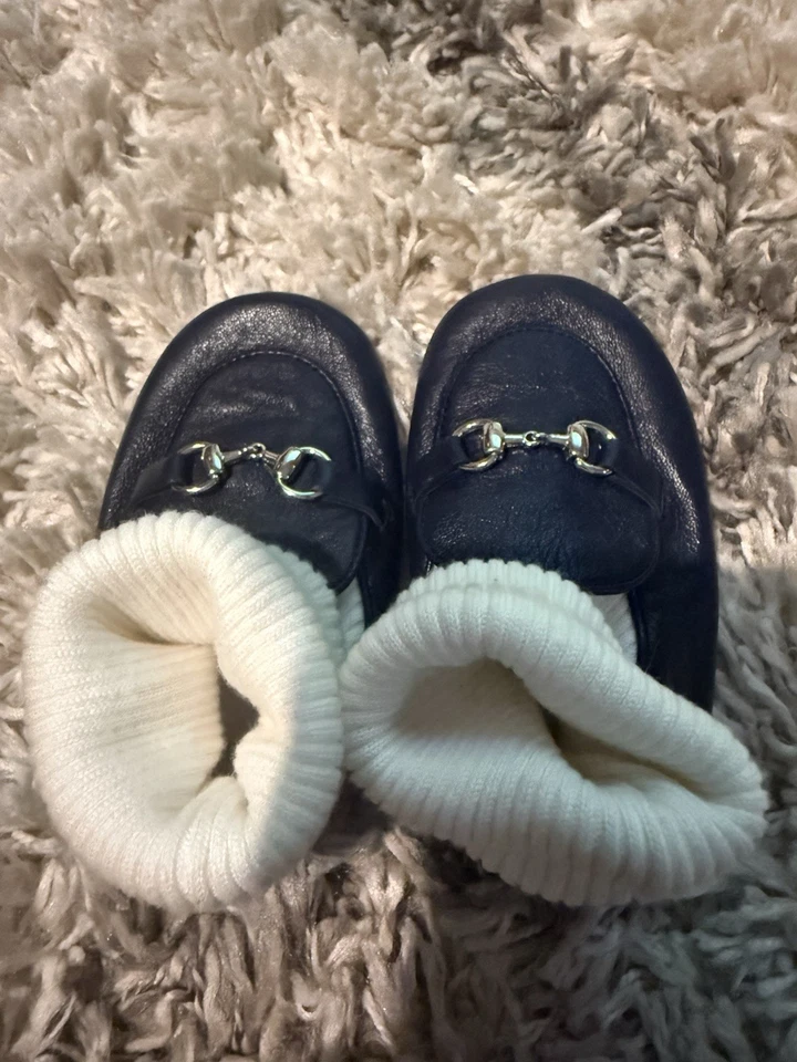 GUCCI Zapatos de Bebé Azul Marino GG Euro Talla 19US 4T Recién Nacido Auténticos Foto 2 de 4