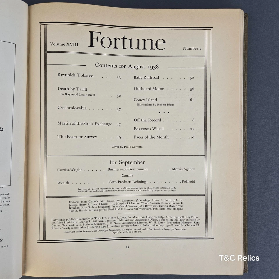 Vintage Fortune Bound Book Magazine July August Sept 1938 Battelle Memorial Ins - Image 4 of 4