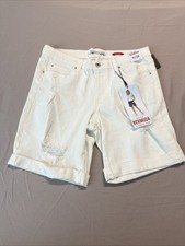 CELEBRITY PINK BERMUDA Distressed Rolled Cuff Denim Shorts WHITE - Size 27