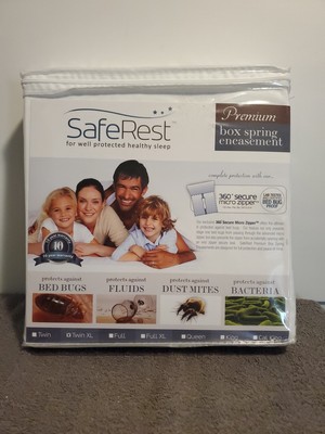 BOX SPRING ENCASEMENT TWIN XL Dorm Size SafeRest 360° Secure Zippered Vinyl-Free