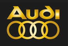 2 x Audi Schriftzug + Ringe Gold Seitenaufkleber Auto Deko Vinyl Tuning Decal