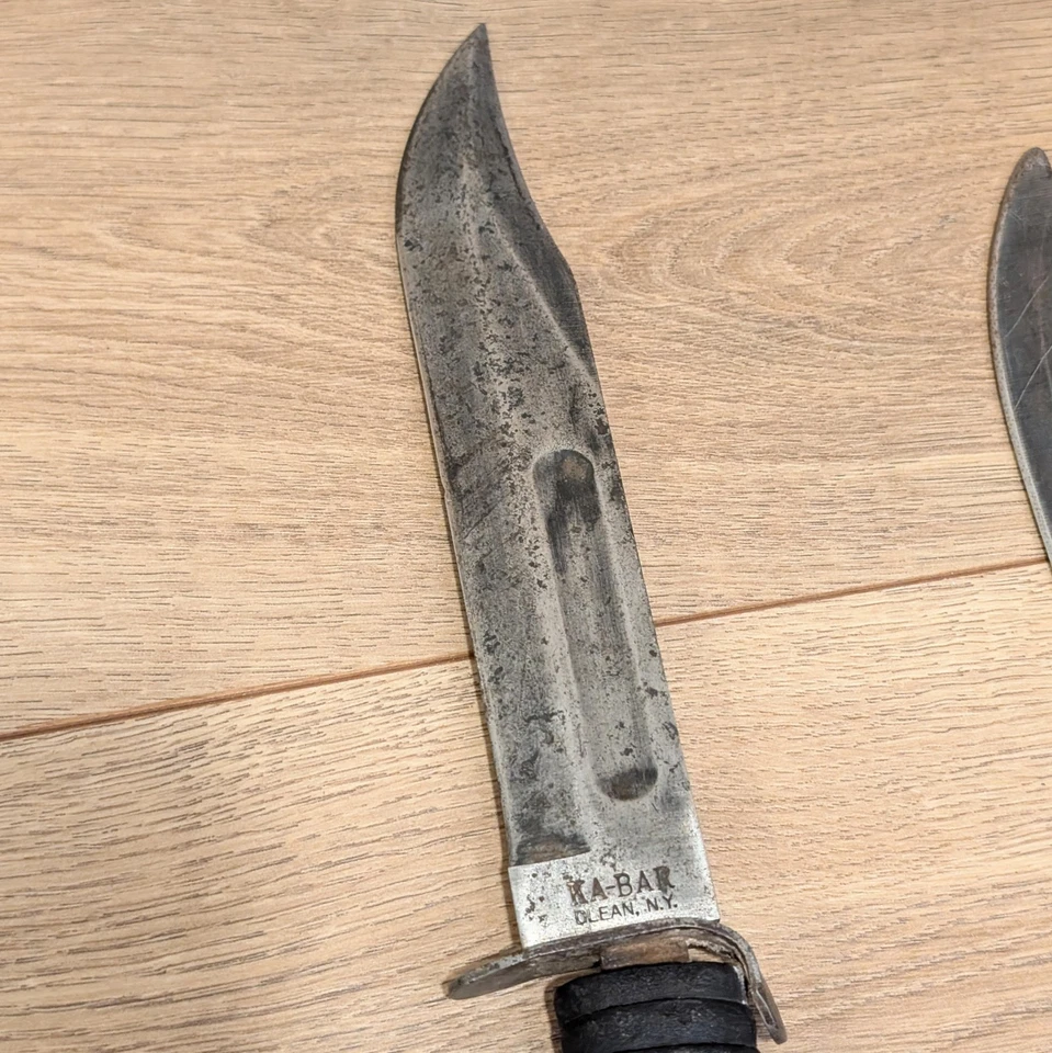 Винтажный боевой нож USMC KA-BAR с лезвием для выживания и ножнами - Изображение 4 из 4