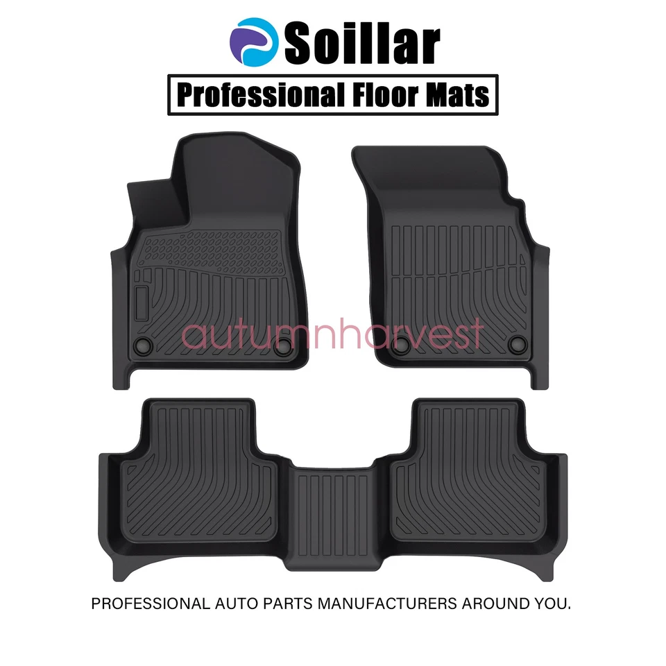 TPE Floor Mats Liner For 2017-2025 Audi Q7 / 2019-2024 Audi Q8 Front-Rear Black - Image 2 of 4