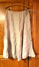 Beautiful VTG Talbots Womens Size 8 Beige Paneled Pleated Midi Irish Linen Skirt