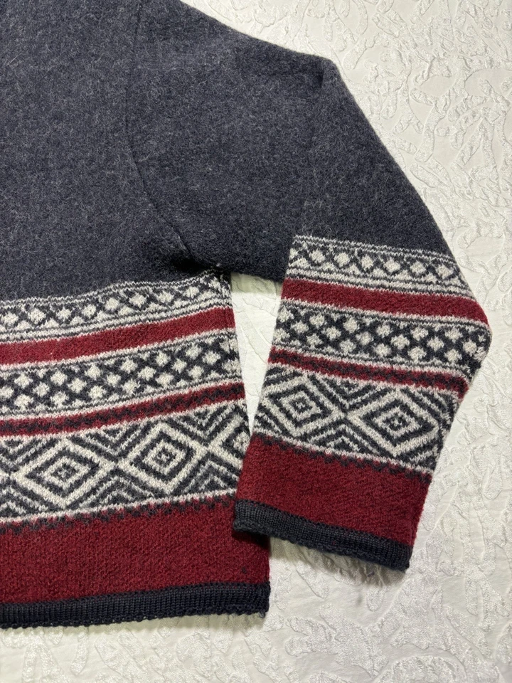 TALLY HO Women’s Size PL Vintage Fair Isle Pattern Wool Button Front Cardigan - Image 3 of 4