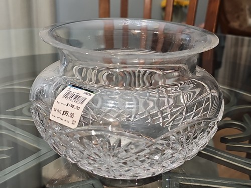Centro de mesa Waterford Crystal Cassel Rose Bowl alto corte de abanico cruzado 8" Irlanda Nuevo - Imagen 2 de 6