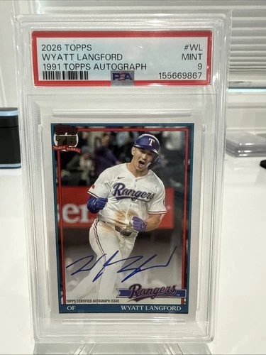 2026 Topps Wyatt Langford 1991 Topps Auto PSA 9 💵💵💵🔥🔥🔥🔥