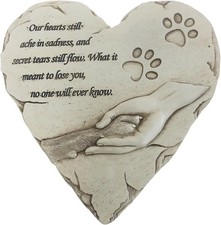 Heart Shaped Pet Memorial Stone Grave Marker for Dog or Cat, Pet Dog Garden Ston