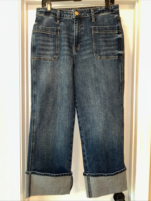 KUT FROM THE KLOTH Sienna High Rise Wide Leg Jeans Roll Up Hem-Sz 8