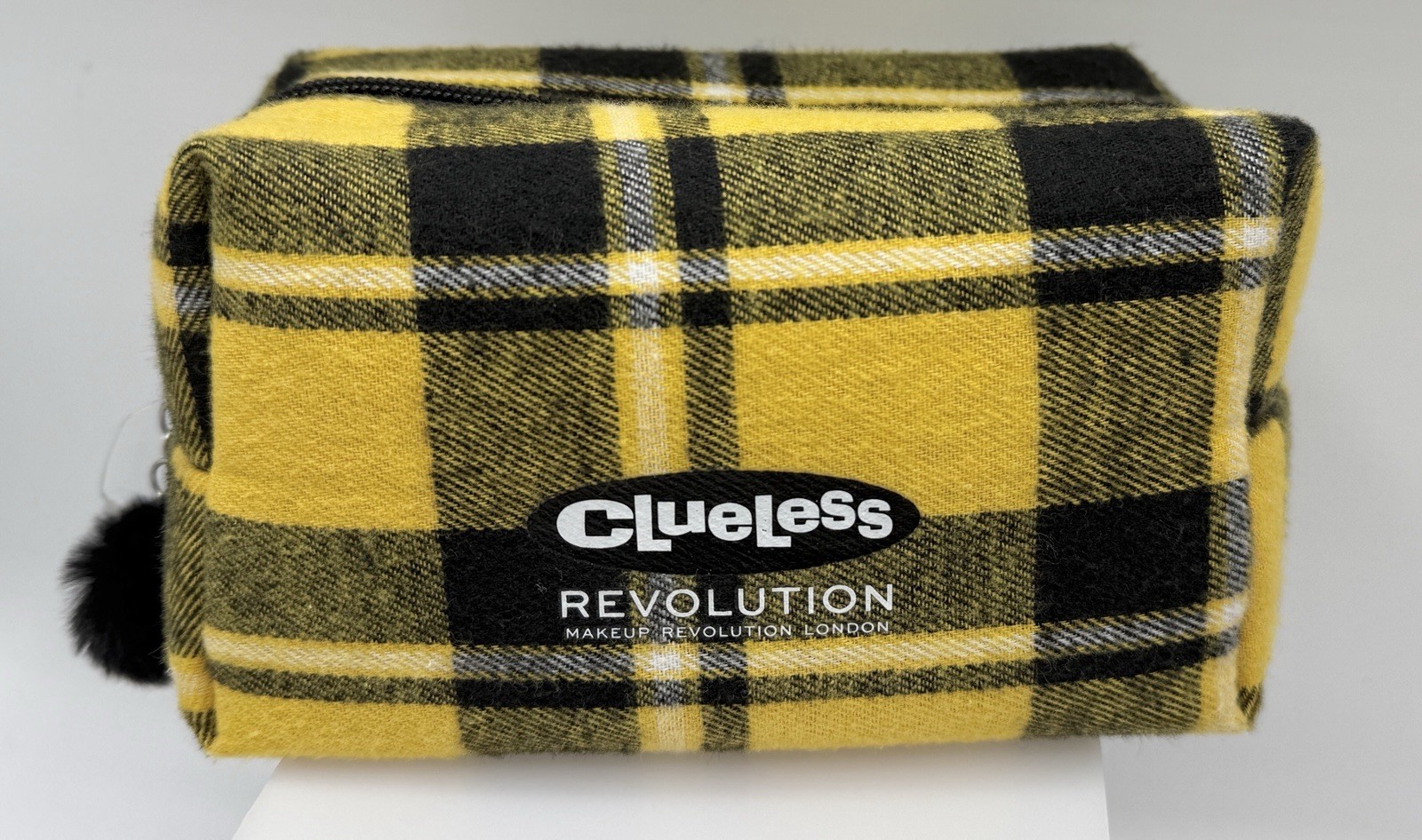 Makeup Revolution CLUELESS Cher Makeup Cosmetic Bag Yellow Plaid *Brand New*