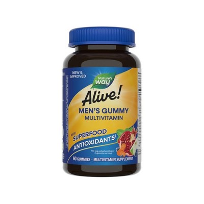 Nature's Way Alive! Men's Multivitamin Gummies, Supports 60 Count (Pack of 1) 