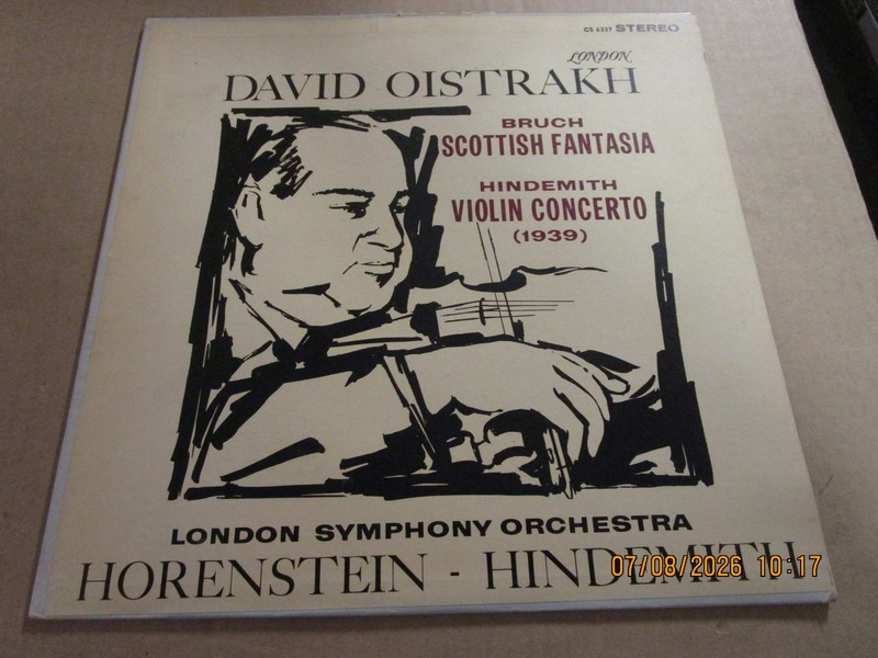 BRUCH HINDEMITH OISTRAKH Scottish Fantasia STEREO US LP Used! CS 6337 London