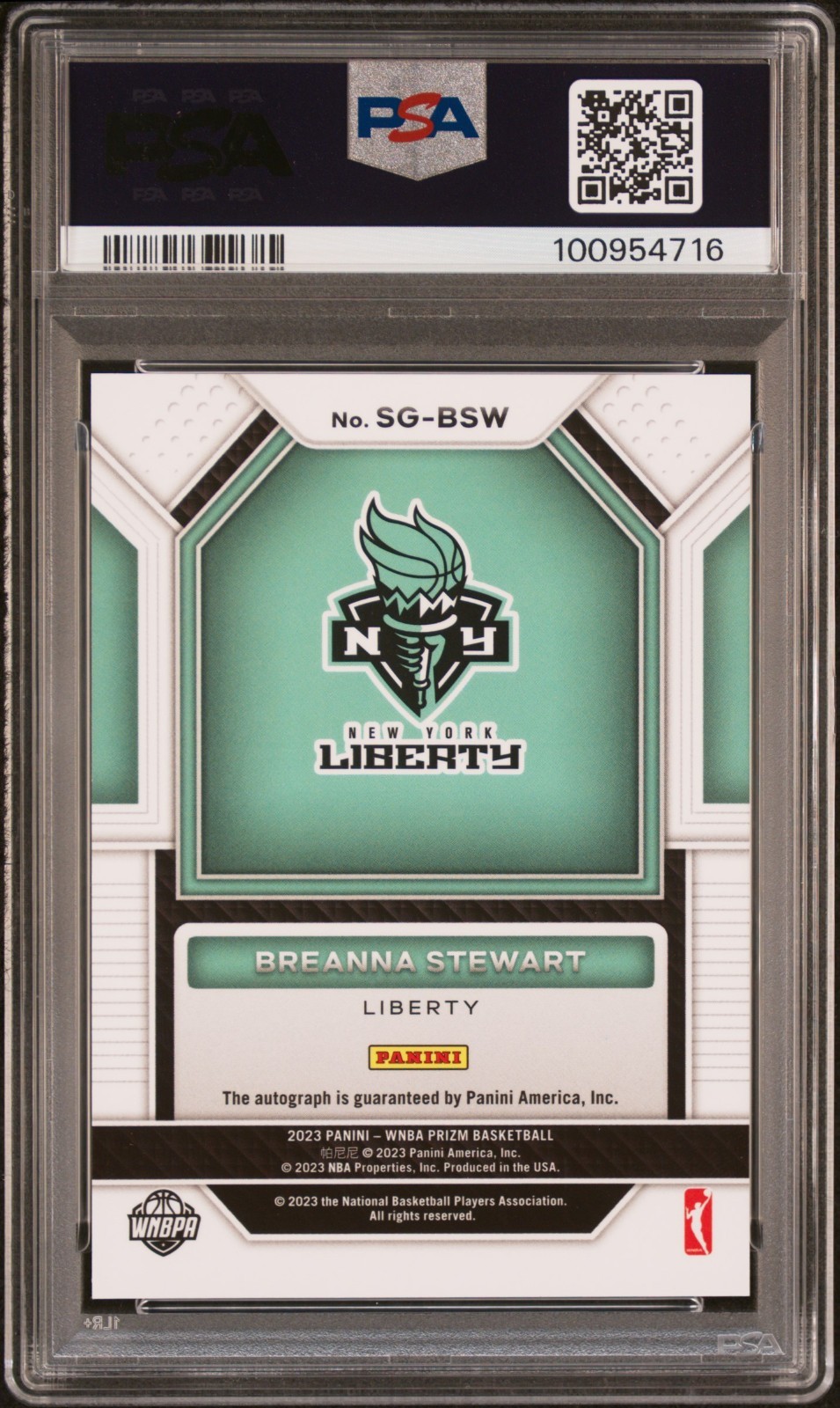 2023 Panini Prizm WNBA Breanna Stewart SIGNATURE Auto PSA 9 MINT Liberty view 2