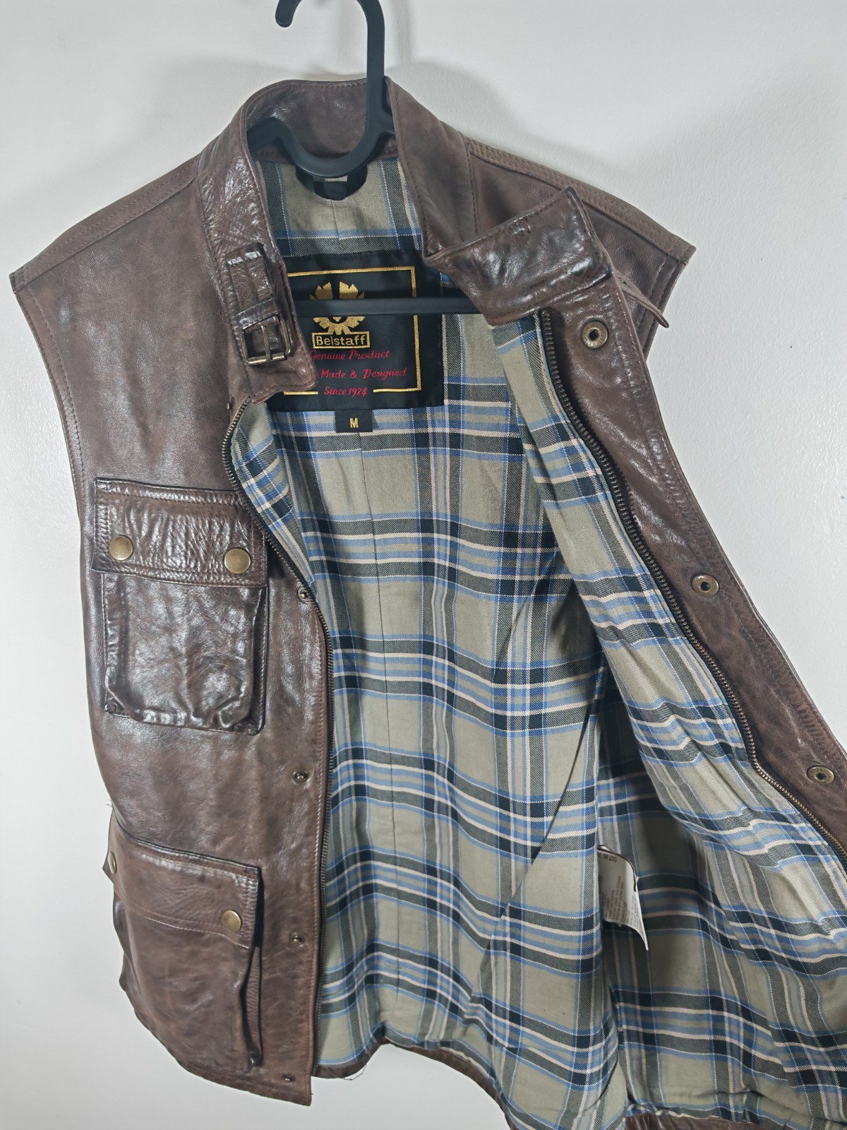 Belstaff Rare Trialmaster Panther Leather Gilet Vest Vintage Brown Men's Size M image 5