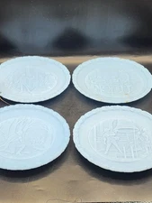 Set Of 4 Issued Fenton Blue Glass Bicentennial Collector Plates 1973-1976. 