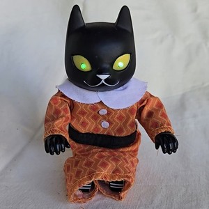 Vintage light up with sounds Retro Halloween Black Cat Dress Glowing Eyes Figure