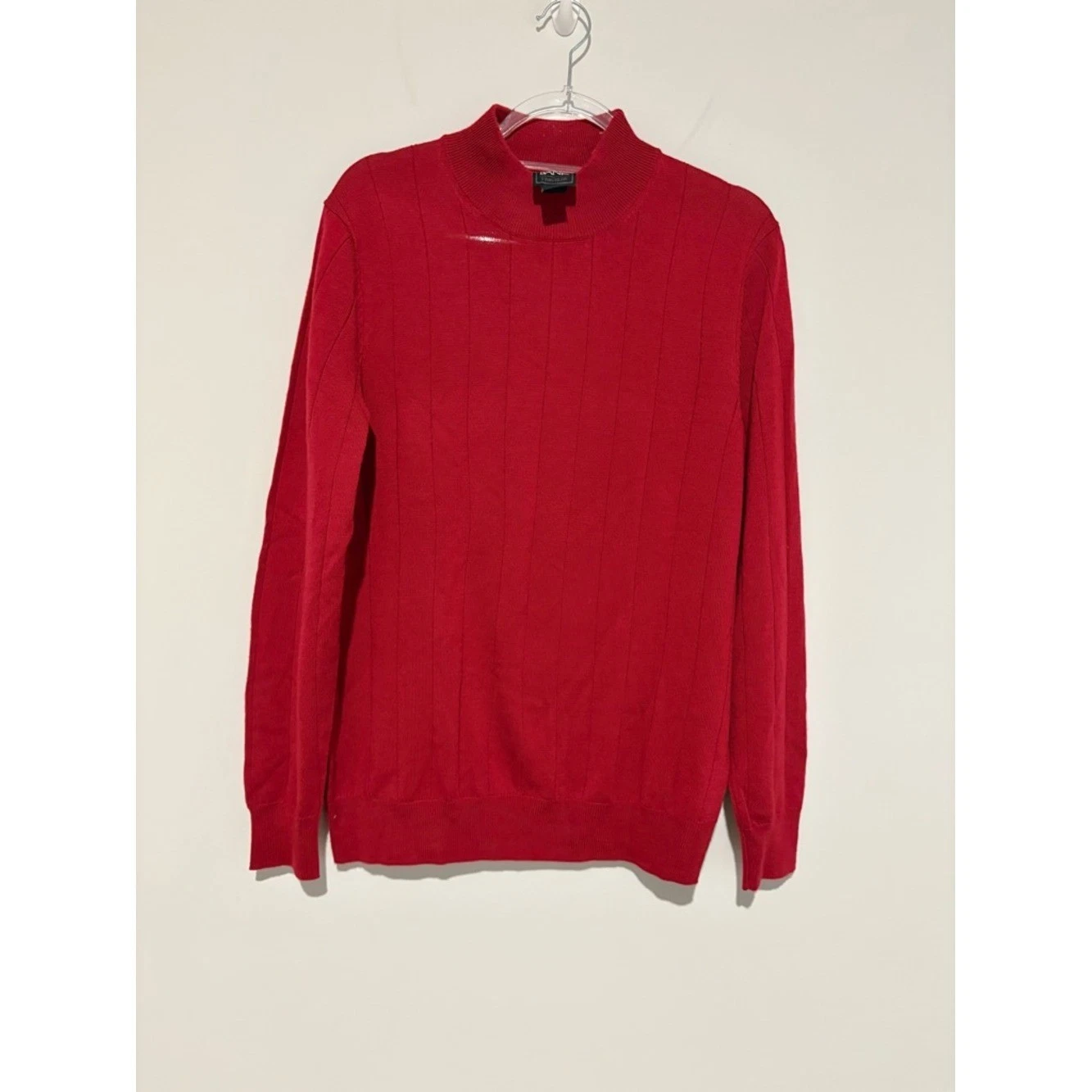 Jos A bank traveler Classic Men's Ribbed Mock Neck merino wool Sweater red M