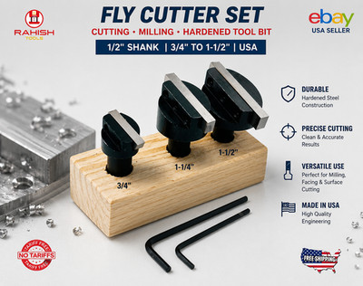 1/2''Shank 3/4'' To 1-1/2' Fly Cutter Set Cutting Milling Hardened Tool Bit' USA