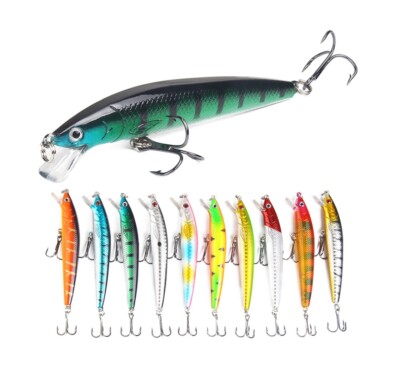 10cm Angeln Elritzenköder Köder mit 3 Angelhaken Tackle Köder